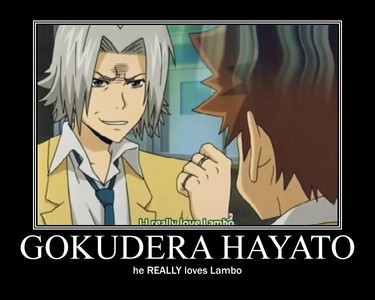 Gokudera Hayato-kun from KHR! He's angry because he really hates Lambo but he said he really like Lambo because he wants to be Sawada Tsunayoshi's right hand man.....