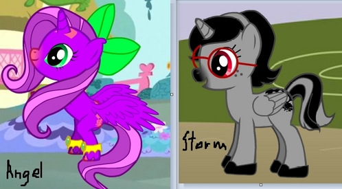 My pony,Storm,lives with her sister,Angel,in a house on the edge of ponyville.