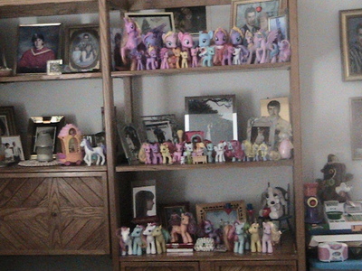  I collect My Little pony Stuff (from ALL generations), Littlest Pet Shop, and I'm thinking of starting to collect Monster High bambole o antique Barbies like my mom Below is a picture of all my My Little pony Friendship is Magic Toys, some My Little pony G3 toys and a few più other things