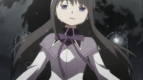  Homura from Madoka magica doesn't smile much, apart from in the past when she was with Madoka.