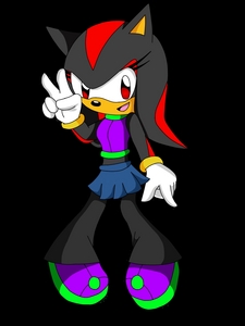  Angie the hedgehog Pose:make doing a peace sign with her fingers and winking Accessories:a black and red vest with a black and red स्कर्ट And what do u mean द्वारा personality?