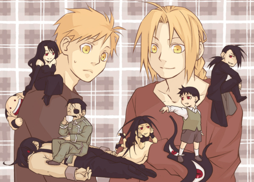 In no order-
Death Note
Fullmetal Alchemist
Hetalia
Soul Eater
And a tie between Naruto, Black Butler, and Vampire Knight

This is one of my all-time favorite pictures from FMA ^^