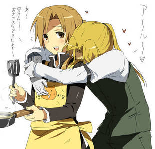  What would I do to Edward Elric... Hm... Well first I'd hug him, then we'd eat a lot, and after that, I would leave it up to him. ...I hope he knows how to cook... I sure as hell can't ._. Really, if I were Alphonse in the picture, the only thing in the pan would be some material resembling leather o something gross... Yeah, he would probably be holding me back 'cause me+cooking=certain death.