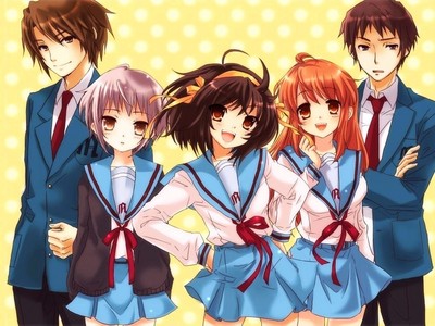  The Melancholy of Haruhi Suzumiya! Miley Cyrus as Haruhi Suzumiya (Center), Keanu Reeves as Kyon (First from right), Kristen Stewart as Yuki Nagato (Second from left), Jessica Alba as Mikuru Asahina (Second from right), Zac Efron as Itsuki Koizumi (First from left) And directed door James Cameron! XD