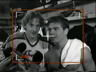 Matthew on the camera in "H-E double hockey sticks" and with out a shirt on. <3