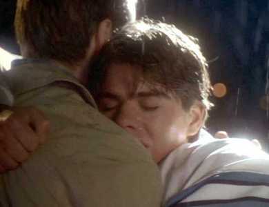 Matthew in Angels in the Endzone hugging his father at the very end of the movie. <3