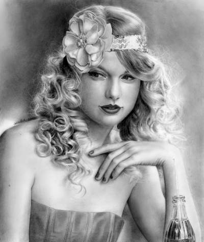  Here is my picture of Taylor 빠른, 스위프트 with a flowery headband.