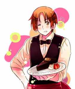  Ve~ My favoriete pic of Italy. Looks so official. He looks so gentlemanly in here, plus he's serving my favoriete foods (pastries). I also added this pic on the foto gallery: http://www.fanpop.com/spots/hetalia/images/32094688/title/italys-treat-photo It looks better in its original size and resolution. Due credits to Rosel d who drew this fanart.