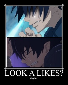  Gray from Fairy Tail & Rin from Blue Exorcist.