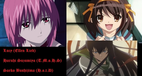  I'm a guy and my choices are Lucy Haruhi Saeko