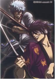  Gintoki and Takasugi<3 Gintoki uses a wooden sword though, but it's as sharp as a real one. ^^