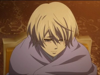 It's hard to tell, but if you look closely you can see he's crying.

[i]Poor Alois....*sniff*[/i]