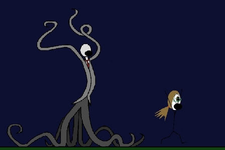  A very horrible picture I drew of myself getting chased by Slender Man. By the way, that гитара looks epic...