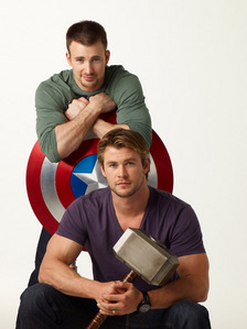 Chris leaning on his shield 
