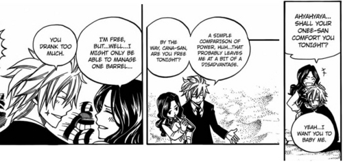  Hmm I say Hibiki. They were really cutesy with each other in chapter 285. I think they'd make a cute couple. Eheheh but the swali is who would be the best for Cana and he's a real flirt.. I don't know I really like the way their personalities go together. Maybe!