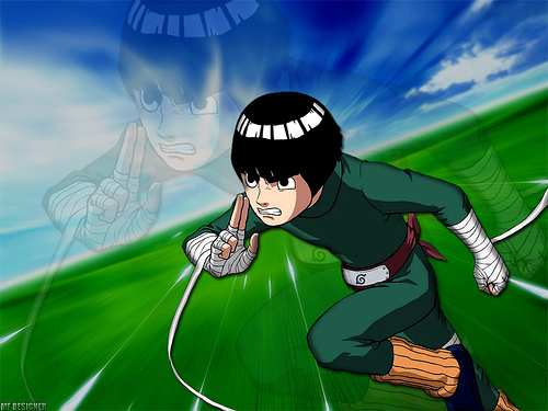  The first thing I thought of was Rock Lee actually.. Well, he IS quite strong physically. o_o