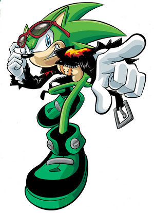  XD Scourge the hedgehog, from the Sonic the hedgehog comics. ik that comics probably dont count, but he was all i culd think of