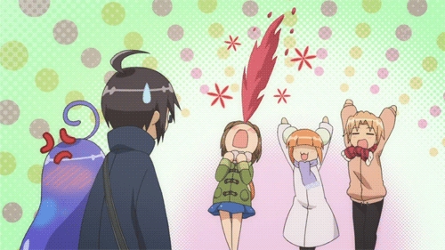  Hime from Acchi Kocchi getting a nosebleed from Io & Tsumiki! ^^