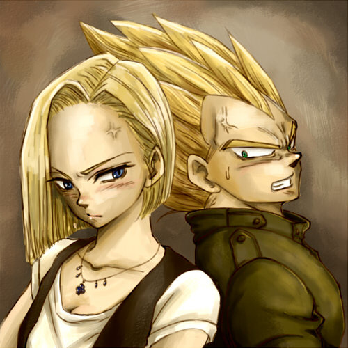 Vegeta and 18, they were my two fav character's at the time and I'd had a dream that they'd kiss ...this was when I was like 8 or 9 btw