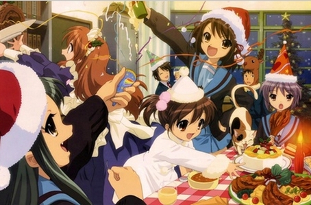  My 가장 좋아하는 anime? that's just too hard I have way too many and it changes too much but my 가장 좋아하는 right now is probably..The Melancholy of Haruhi Suzumiya!