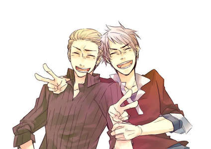  Definitely Germany and Prussia~ I absolutely adore the two of them so much. I love their brotherly relationship. It warms my heart~ I would love to see their relationship from their much much earlier days to the present~