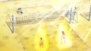 Aoi chan and Misaki playing volleyball