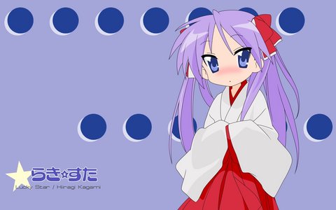 My favorite character is Kagami Hiiragi. I just love everything about her. There's never a dull moment in Lucky Star, especially when she's around.

I don't think I really have a least favorite character. There are a few I don't particularly like, but I don't waste my time hating people over stupid stuff. The only characters I really dislike are usually the bad ones.