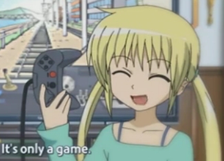  Nagi-chan from Hayate no Gotoku!! playing her game system,if memory serves me right I think it was some type of estasyon palaruan but I don't remember it completely :p