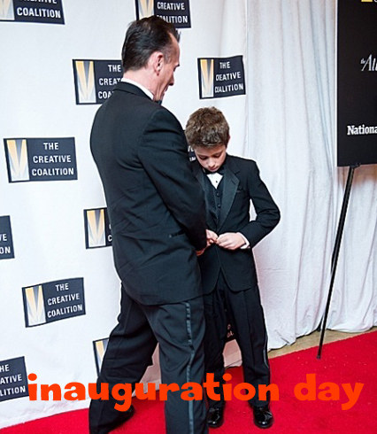  Rob in DC, helping his son with the dyaket <33