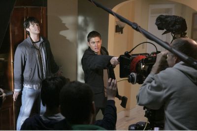  Jared and Jensen behind the scenes of Supernatural.