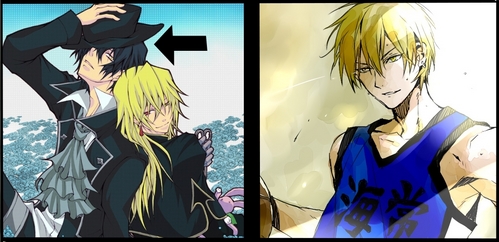Gilbert Nightray (the one the arrow ist pointing at) or Kise (right picture) <3
...But Vincent, the one in the middle would also be ok x3