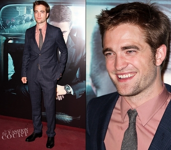 my Robert wearing a very nice salmon pink shirt at one of his premieres<3