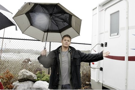 Jensen on the set of Supernatural, Season 1