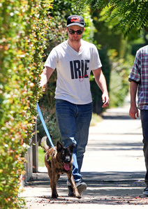  my Robert out for a walk with his dog,Bear.Awww<3