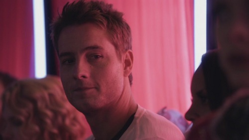 Justin in a screencap from "Hart of Dixie", being the only man at a bachelorette party