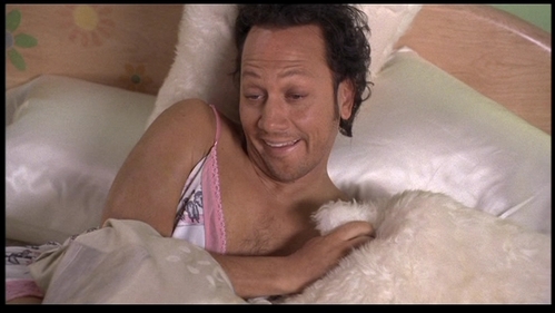 Rob Schneider as Jessica Spencer getting out of bed and she doesn't know that she's a man. :D