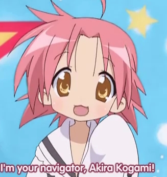 Anime character that has pink hair well how about Kogami Akira-san from Lucky Star! she has pink hair!