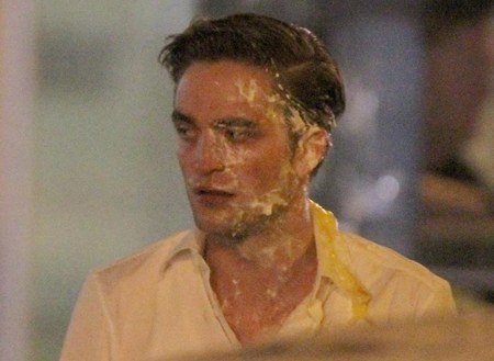  my yummy Robert covered in pie,in a scene from Cosmopolis.Can I lick the rest of it off for you,baby?<3
