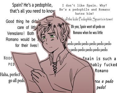  1-Engalnd :3 2-Norway 3-China (he really needs zaidi love) 4-Romano 5-Hungary It was pretty hard to choose. The characters are all just so interesting and adorable. Between, here's a meaningful Spain fanwork. I saw it and couldn't help uploading it at the exact moment.