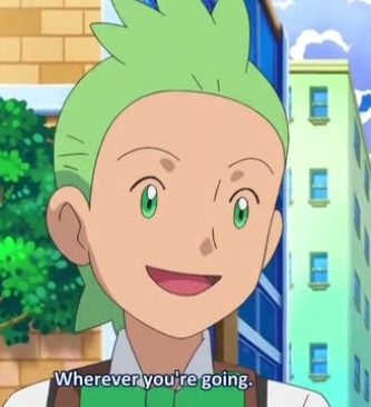 Dento-kun from the Pokemon Best Wishes series has both green hair and green eyes!
