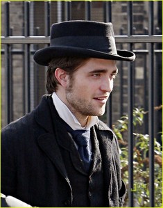  my handsome baby wearing a hat on the set of Bel Ami.Looking good,baby<3