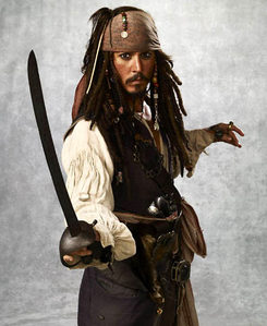  Johnny Depp in his Jack Sparrow costume for Pirates of the Caribbean.