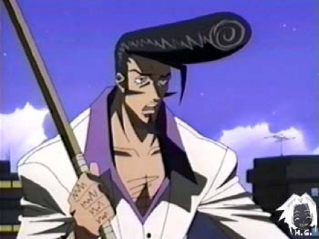 Ah,haha.. This guy with the 80's perm and the freakin' weird sideburns =3

Rio from Shaman King ^.^