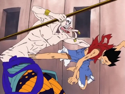  LUFFY...........(one piece) this is my fav kick ....moment when luffy kick enel....... the perfect kick i know...........hheh eh eh