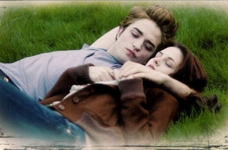 my handsome baby with his Twilight Saga leading lady on and off screen,Kristen Stewart,seen here together in a scene from Twilight<3