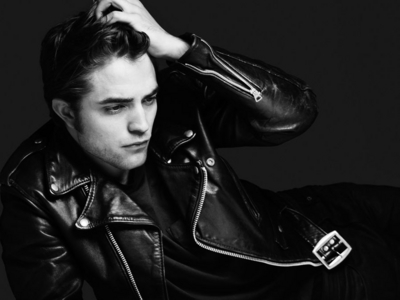 my baby looking very much like a 50's movie star in this b&w pic and wearing a leather jacket<3