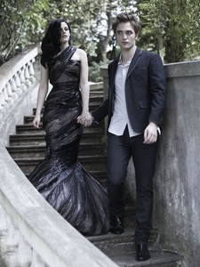  my handsome Robert,with the beautiful Kristen Stewart,walking down a staircase from their 2009 Harper's Bazaar photoshoot<3