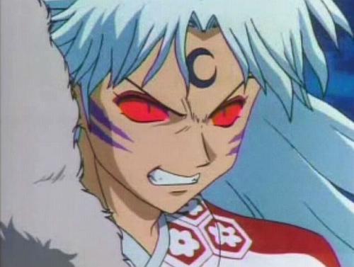 Sesshomaru (inuyasha) he have both white hair and red eyes...........he hhe hehe