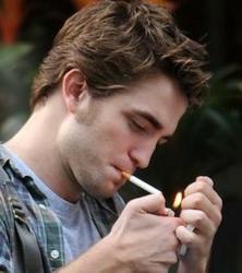  my smoking hot Robert smoking a cigarette on the set of Remember Me<3