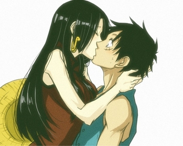 Boa Hancock kissing Luffy (One Piece)